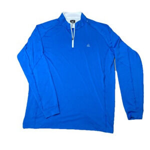 Deolax Mens 1/4 Zip Golf Pullover Sz XXL New Long Sleeve Blue stretch embroider‎